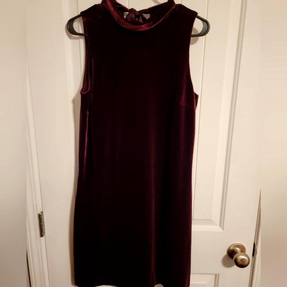 Ann Taylor Velvet Velour Feel Shift Dress Mid Length Plum Wine Color NWT ♥️
